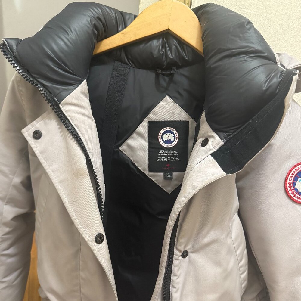 Canada Goose Light Gray and Black Puffer Jacket
